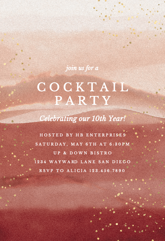 Desert sunset Cocktail Party Invitation Template (Free) Greetings